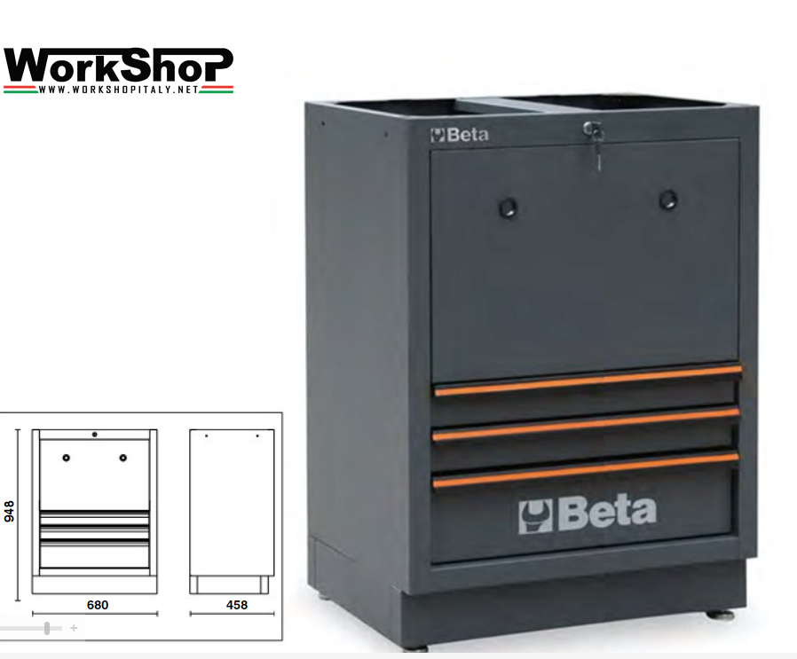 Modulo fisso SENZA arrotolatori integrati per arredo officina Beta C45PRO TC