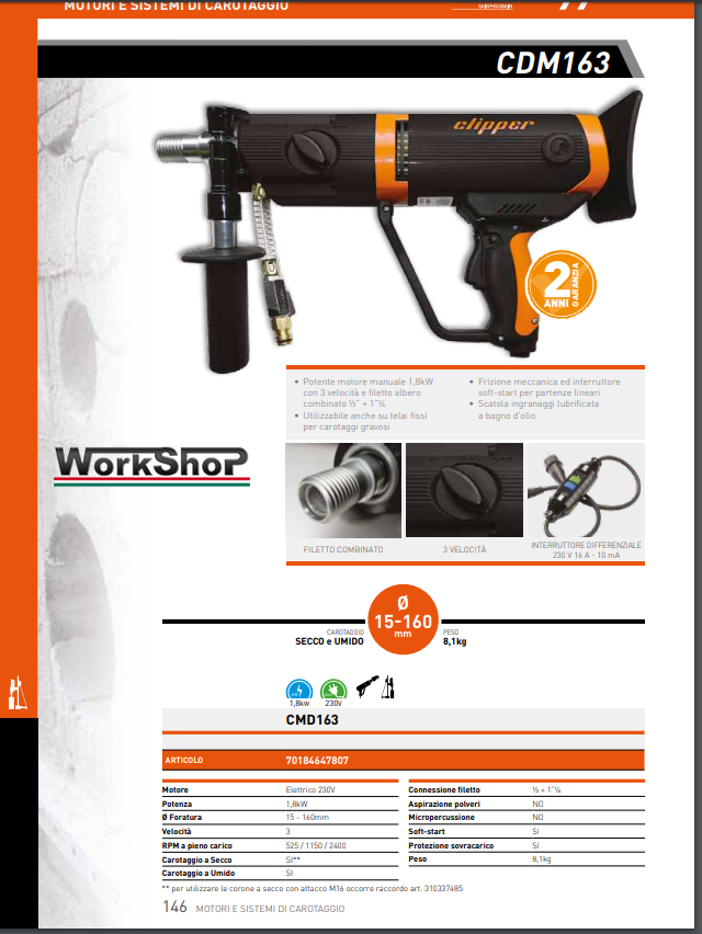 Carotatore secco umido Norton Clipper CDM163