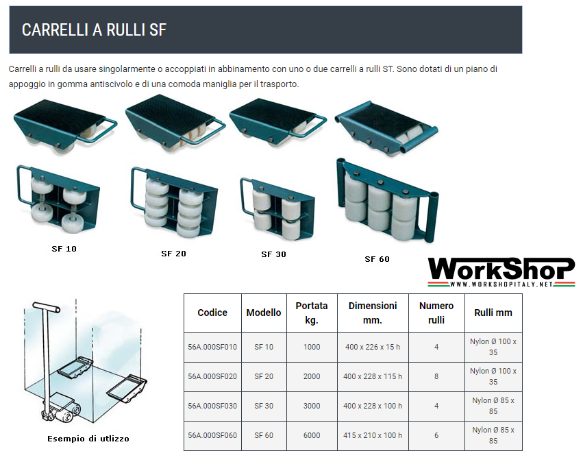 Carrelli a rulli Barbero da 1 a 6 Ton.