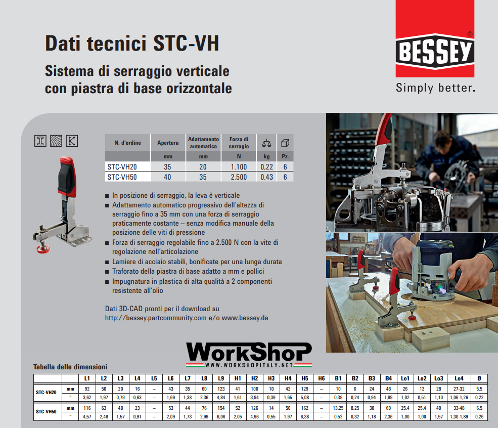 Sistema di serraggio verticale Bessey STC-VH