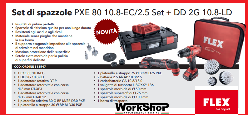 Set Lucidatrice Flex PXE 80 10.8-EC/2.5 Set + Avvitatore DD 2G 10.8-LD