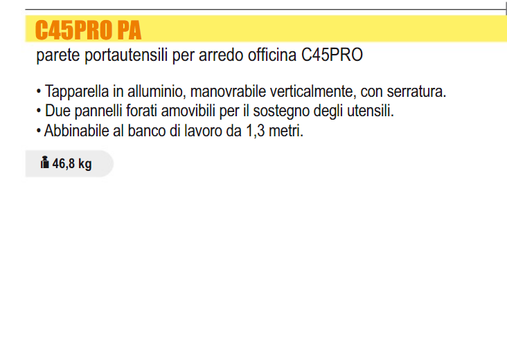 Parete portautensili per arredo officina C45 Beta C45PRO PA