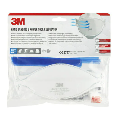 3M™ 9320D+ Aura™ Respiratore antiparticolato monouso, FFP2, senza valvola 3PZ.