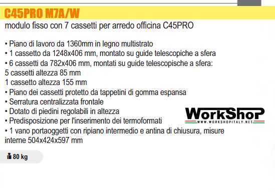 Modulo fisso 7 cassetti Beta C45PRO M7A/X piano inox