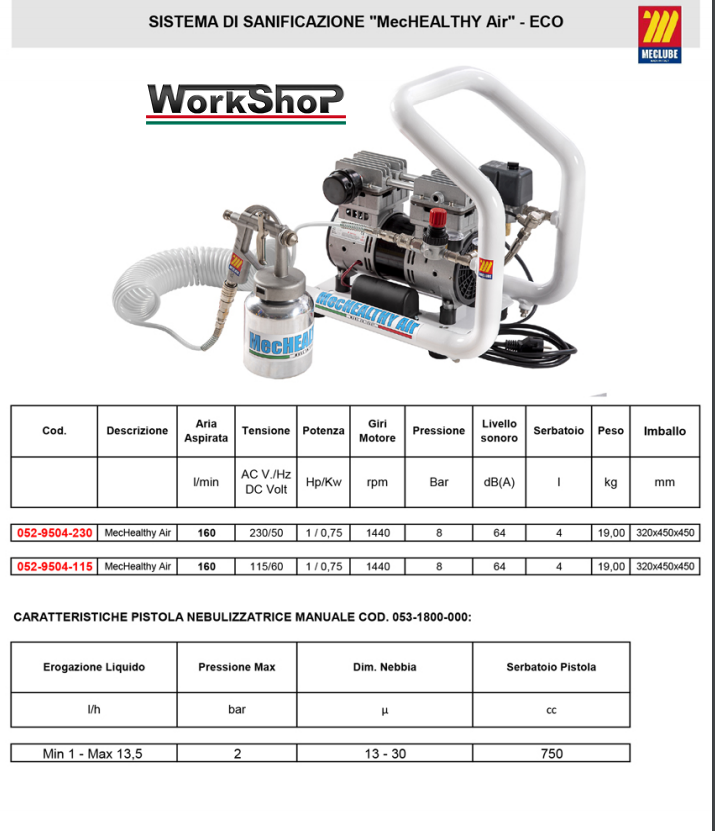 Sistema di sanificazione Meclube MecHealthy ECO