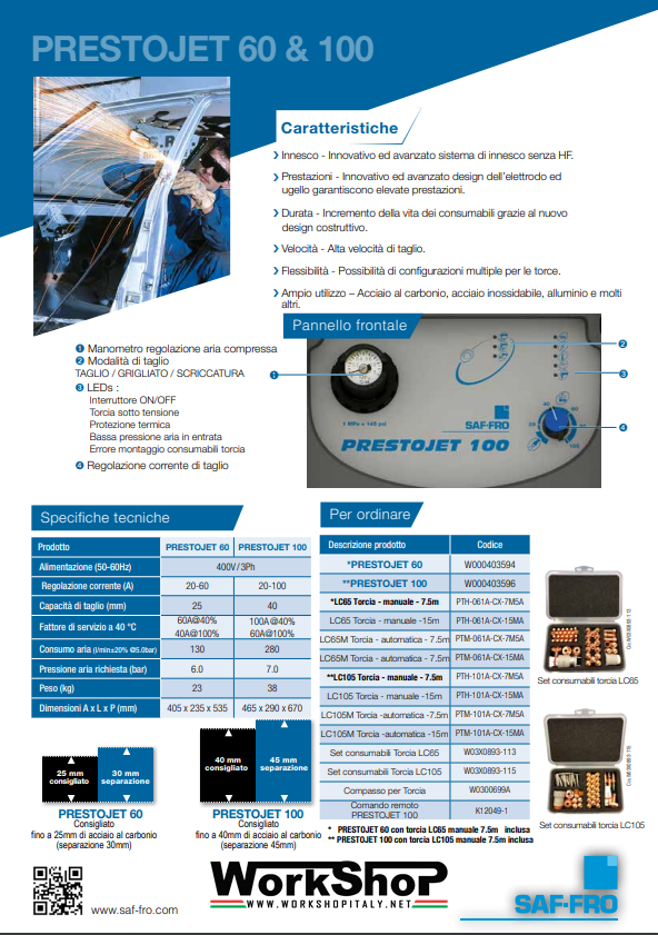 Taglio Plasma Saf Fro Prestojet 100