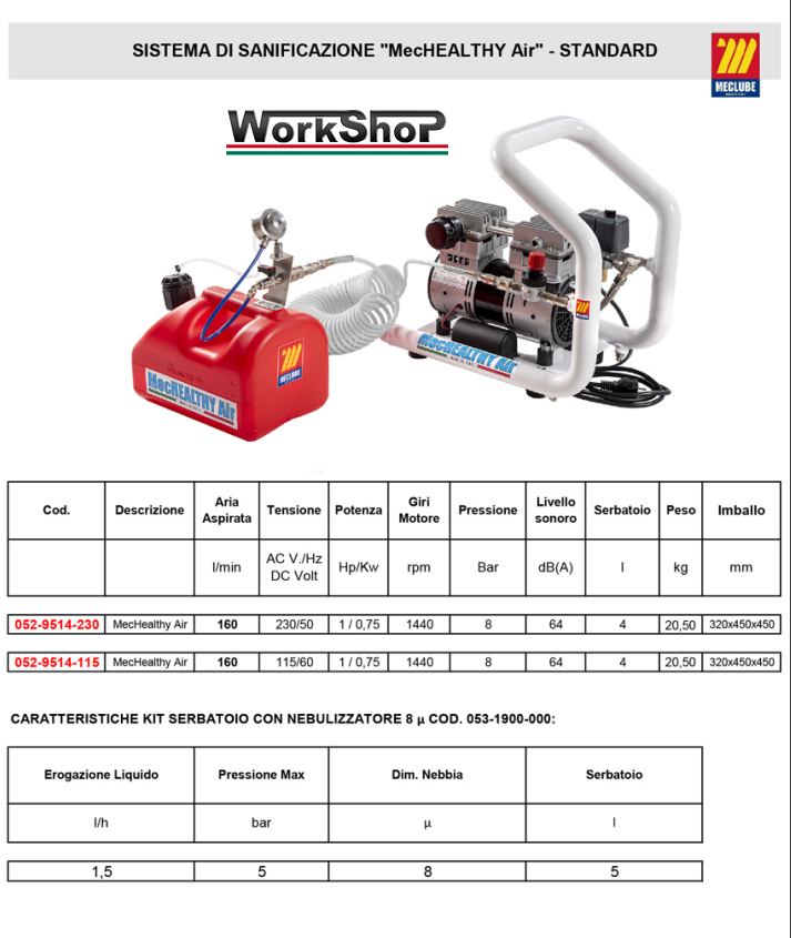 Sistema di sanificazione Meclube MecHealthy STANDARD