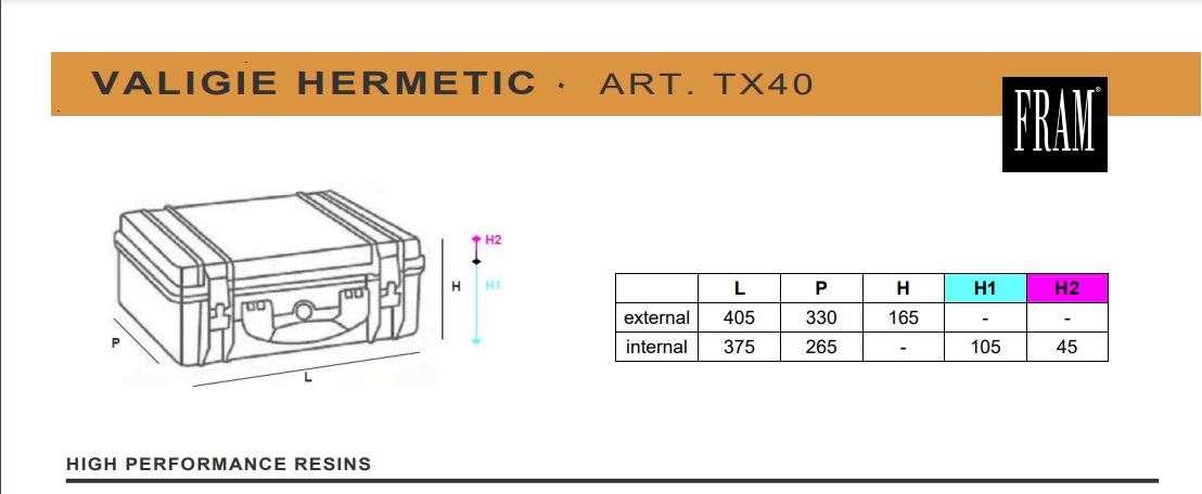 Valigia Hermetic a tenuta stagna Fram TX40/U