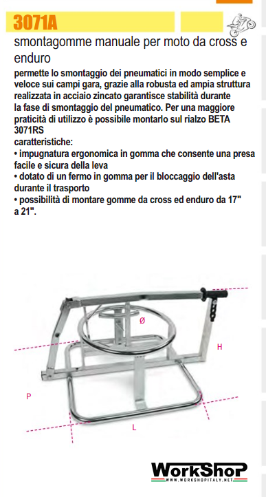 Smontagomme manuale per moto da cross ed enduro Beta 3071A