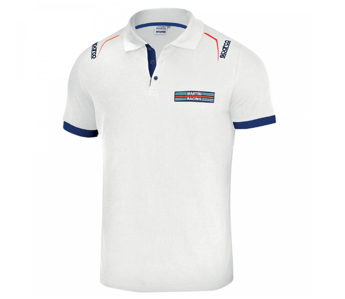 Polo EMBROIDERIES Sparco Martini Racing Bianco
