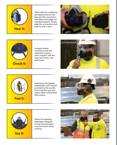 Respiratore a semi-maschera riutilizzabile 3M™ Secure Click™ HF-800