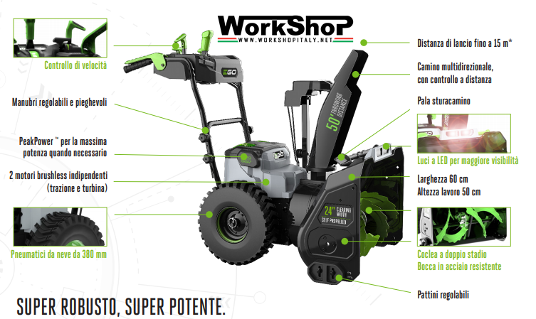 Spazzaneve a batteria Ego SNT2400E + 2 BATTERIE 7,5AH + 2 CARICABATTERIE