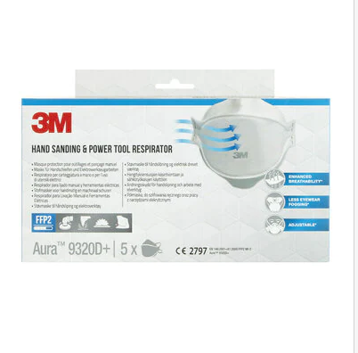 3M™ 9320D+ Aura™ Respiratore antiparticolato monouso, FFP2, senza valvola conf.30pz
