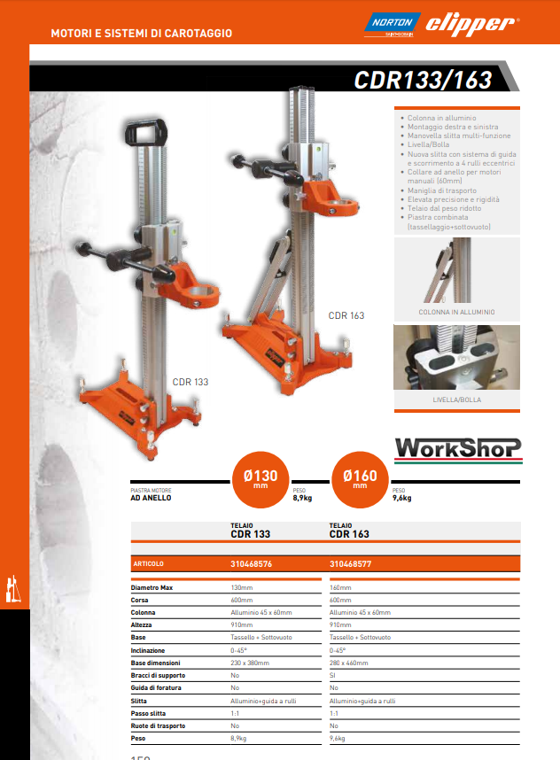 Colonna supporto carotatrice Norton Clipper CDR133/163