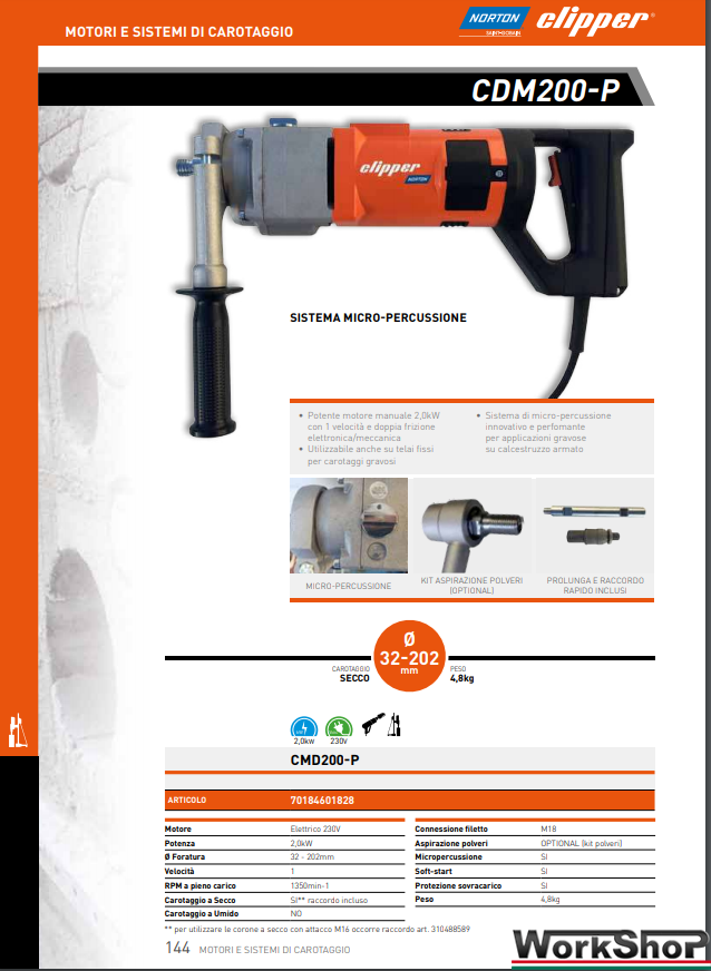 Carotatore a secco Norton Clipper CDM200-P