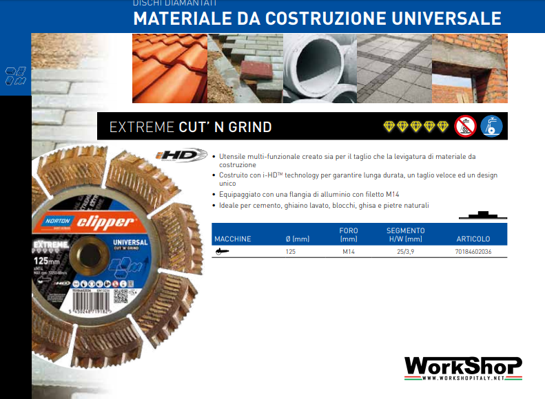 Disco Diamantato Clipper Norton 125mm EXTREME CUT'N GRIND
