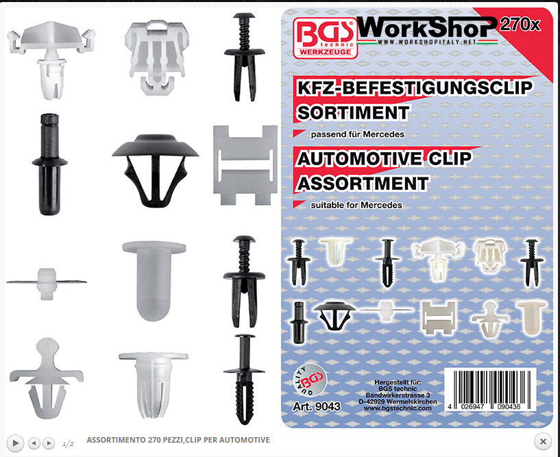Set 270 clip automotive Bgs Fermec BGS9043 Mercedes Renault
