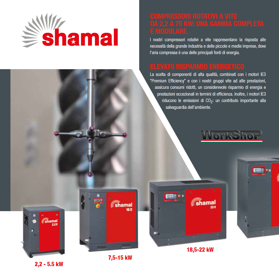 Compressori a vite Shamal Ghibli da 5,5 a 75Kw