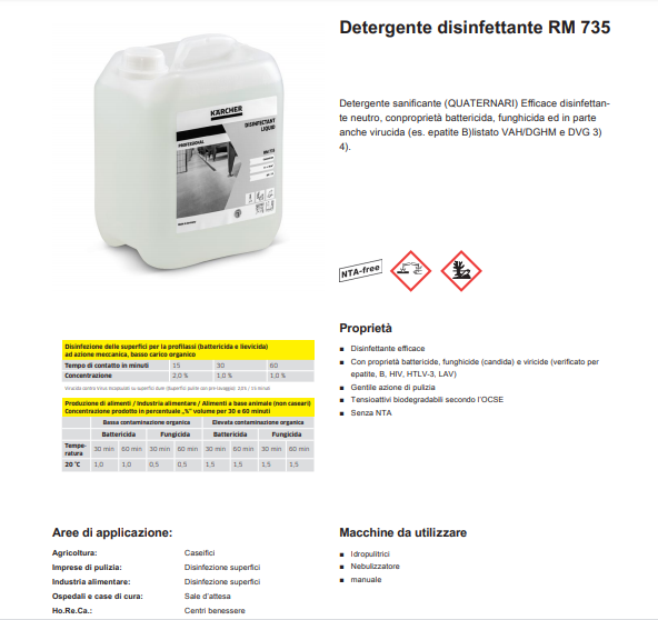 Detergente Disinfettante ad alta resa Karcher RM 735 5 litri