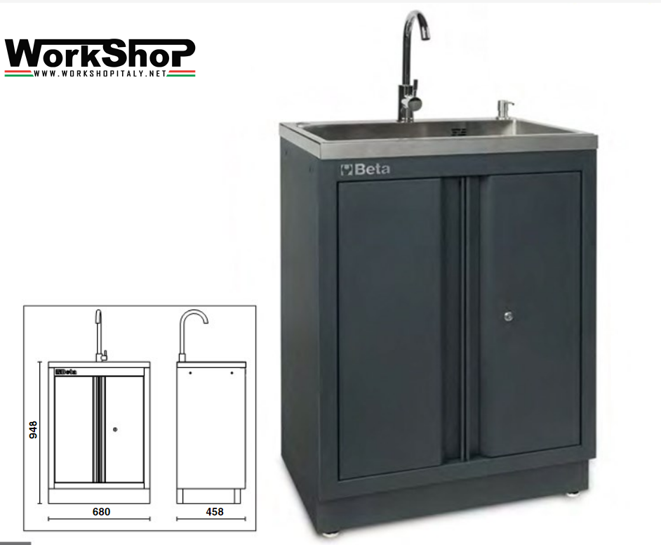 Modulo fisso con lavandino integrato per arredo officina Beta C45PRO ML