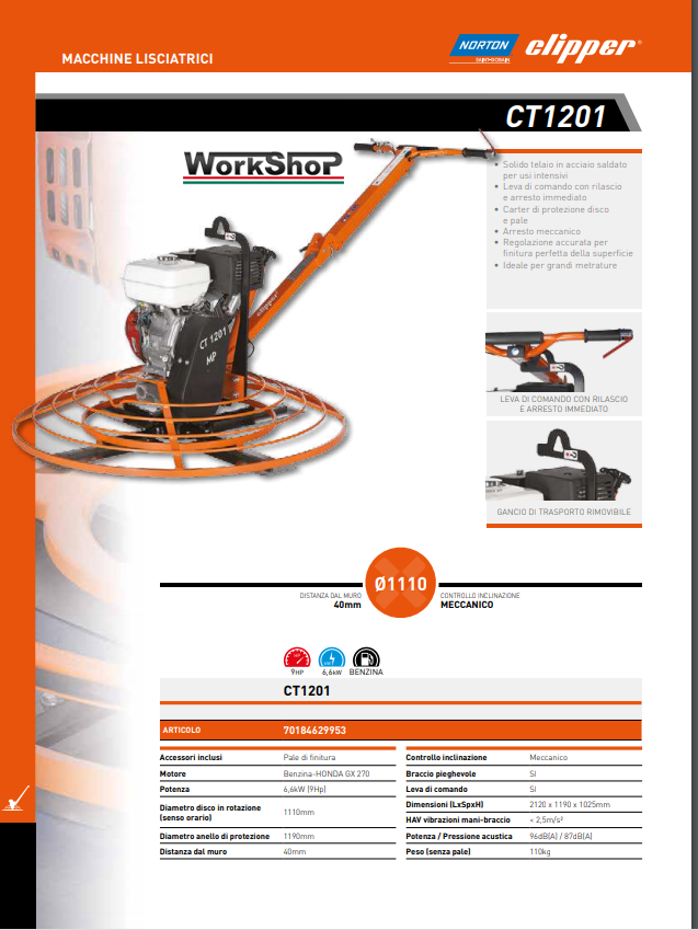 Lisciatrice per pavimenti Norton Clipper CT1201