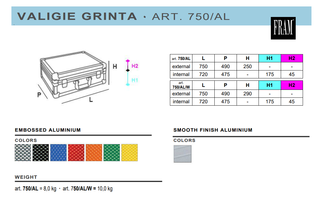 Valigia Trolley Fram 750/AL/W