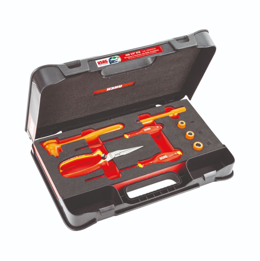 Set utensili MESSA IN SICUREZZA AUTO IBRIDE ED ELETTRICHE (8 PZ) Usag 098 3/8 HYB8