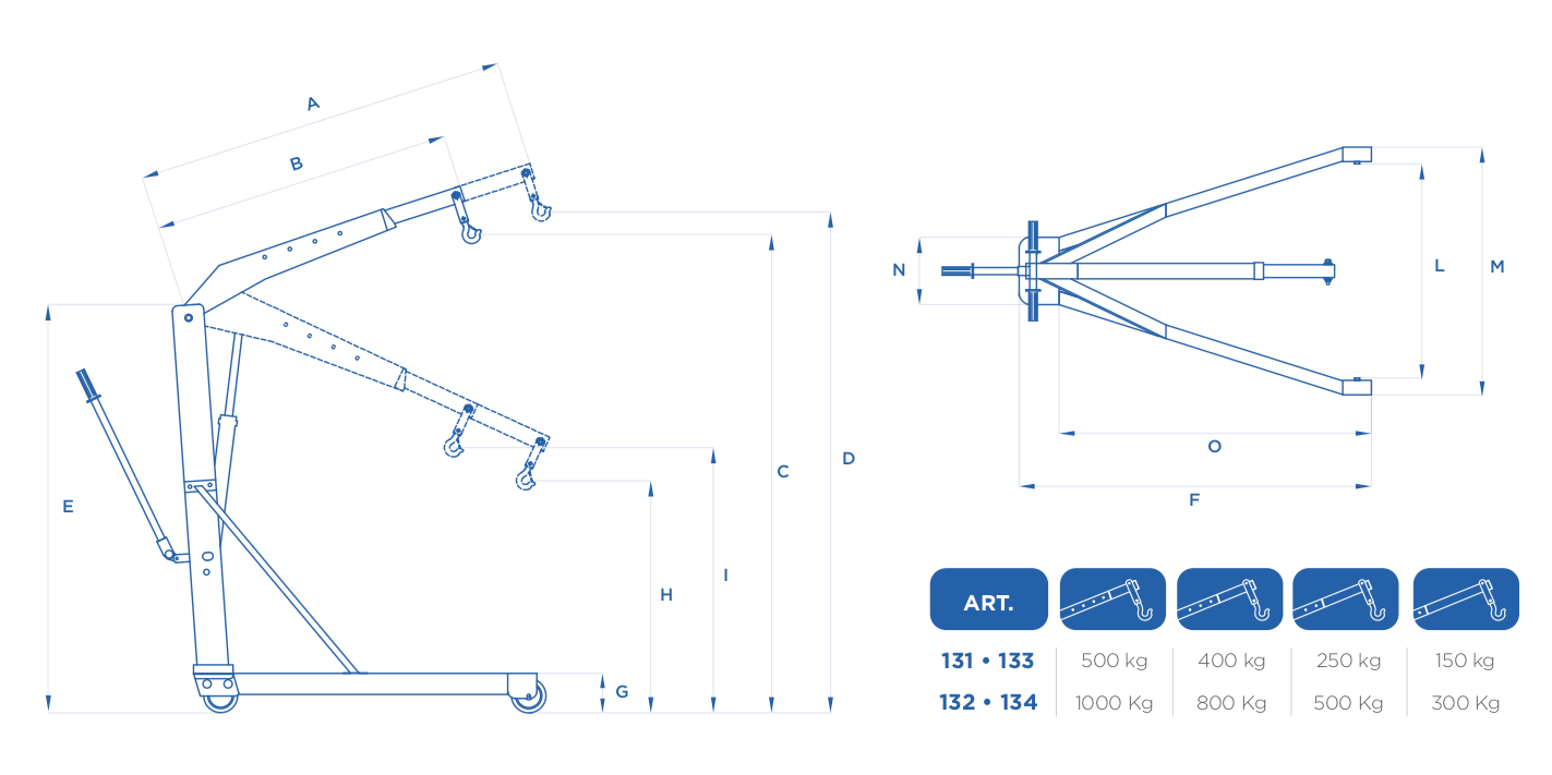 Gru idraulica 134 OMCN 1ton. 2 velocita'