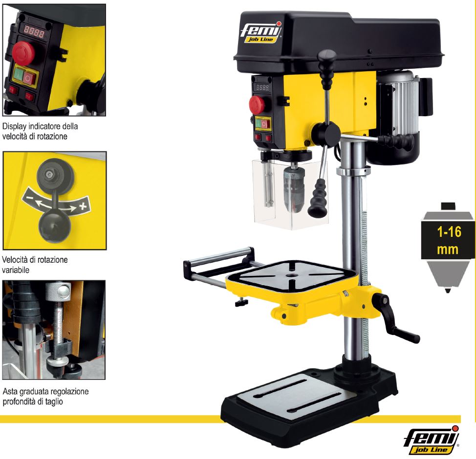 Trapano a colonna da banco FEMI DP 12-942 Pro Display