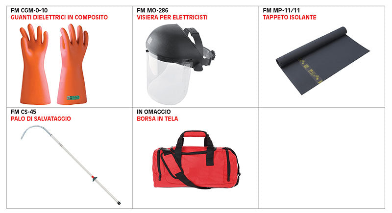 KIT DISPOSITIVI DI PROTEZIONE INDIVIDUALE FMKIT-DPI per veicoli elettrici / ibridi