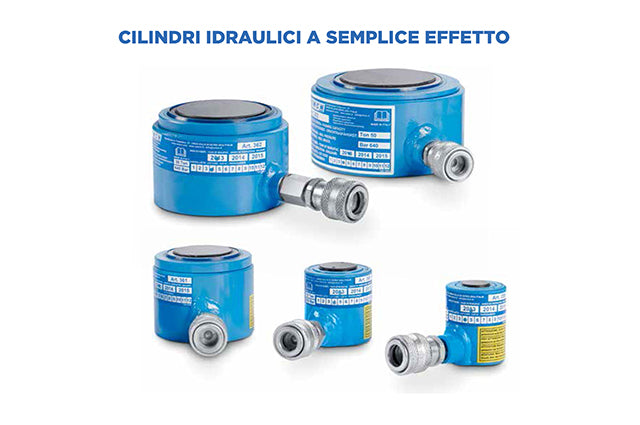 Cilindri idraulici a semplice effetto OMCN da 5 a 50 Ton . ritorno a Molla serie Corta