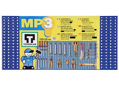 Pannelli Forati Portautensili blu con 40 ganci Tecnolam 98x46 cm