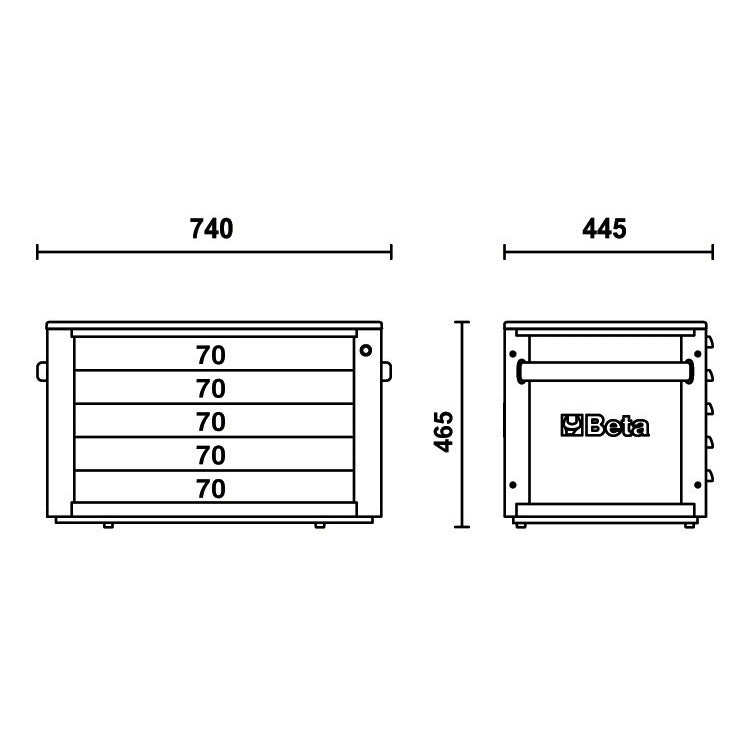 Cassettiera portatile 5 cassetti Beta RSC23T