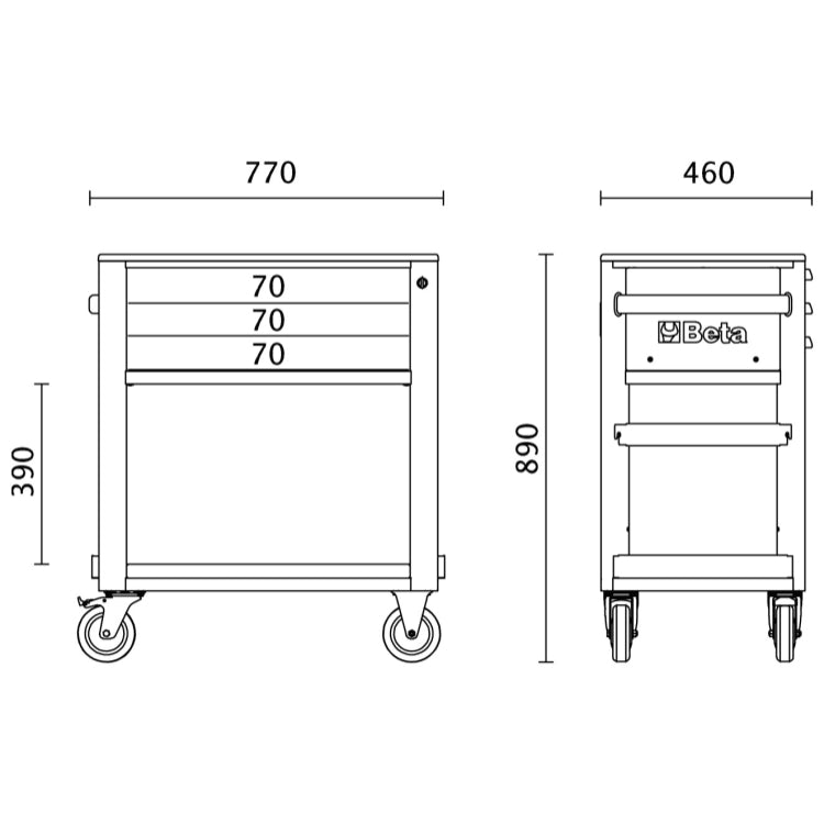 Carrello di servizio con 3 cassetti Beta RSC51