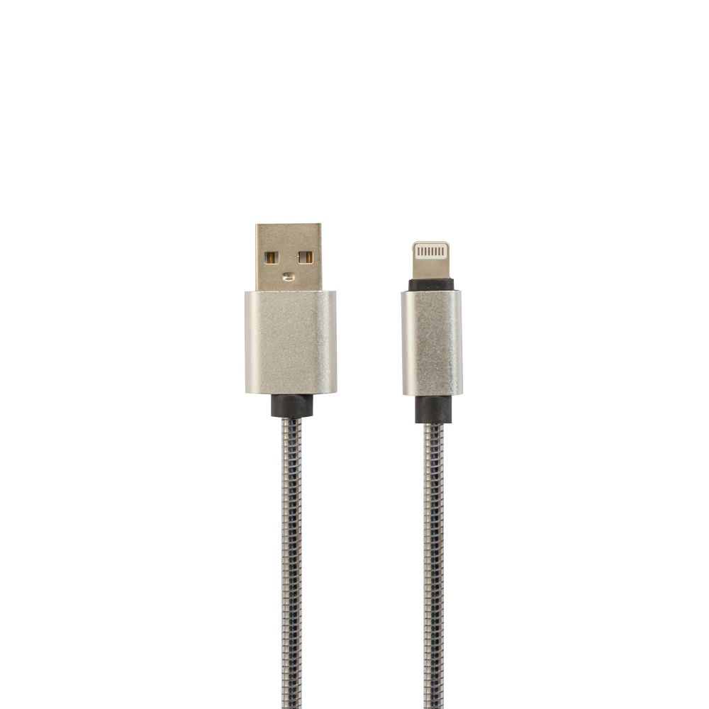 Cavetti in metallo 1mt. per cellulari Android Iphone Usb-C Lightning Type C