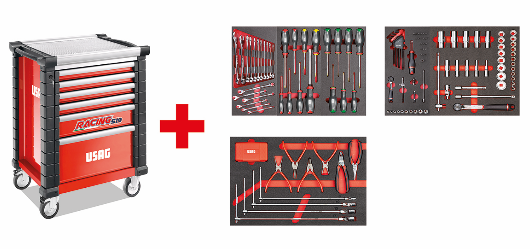 Carrello Usag 519 RACING con assortimento AUTORIPARAZIONE 495 MAA 155pz