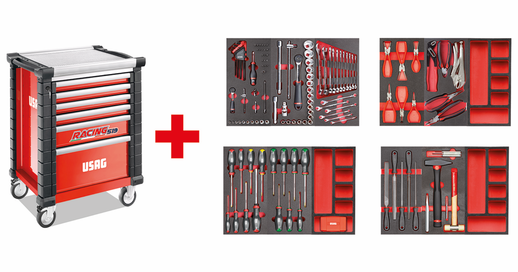 Carrello Usag 519 RACING con assortimento MANUTENZIONE 495MB 156pz