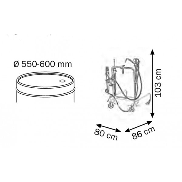 Aspiratore a pompa carrellato per fusti da 180-220 l Meclube