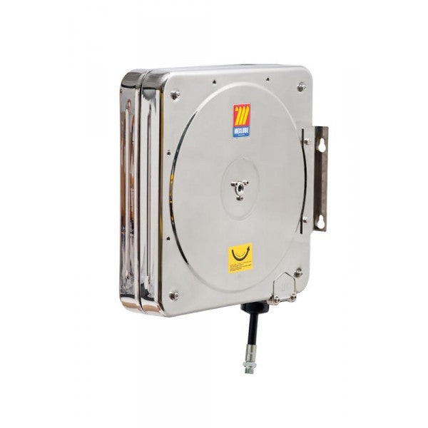 Avvolgitore industriale aria acqua INOX Meclube 18mt. 1/2" CFX-500 tubo gomma nera