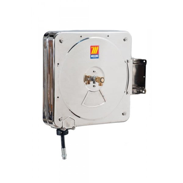 Avvolgitore industriale aria acqua INOX Meclube 18mt. 1/2" CSX-500 tubo gomma nera