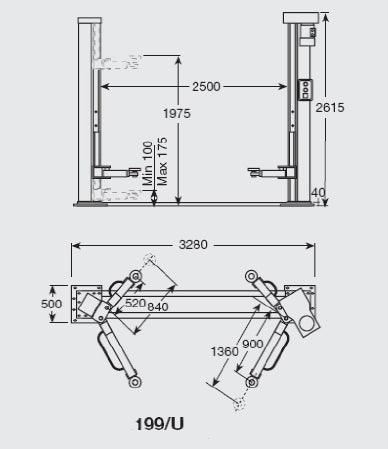 Ponte sollevatore OMCN elettromeccanico 2 colonne 3,2 Ton. ART. 199/U