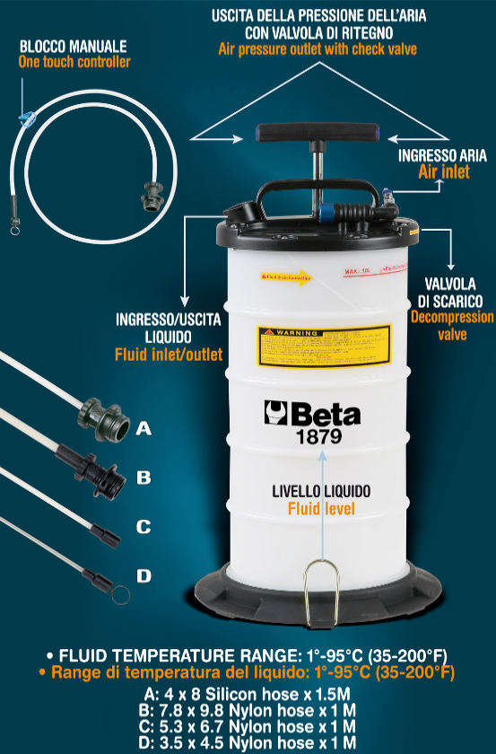 Aspiratore liquidi manuale e pneumatico da 9,5 Litri Beta 1879