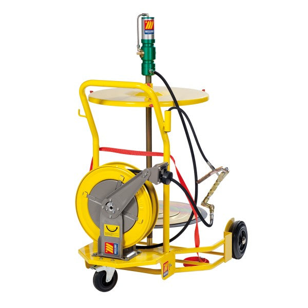 Completo grasso carrellato per fusti da 180-220 Kg con avvolgitubo Meclube