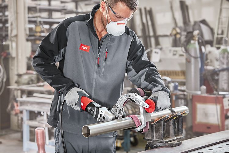 Smerigliatrice a nastro per tubi e levigatrice a nastro TRINOFLEX FLEX BRE 8-4 INOX Set