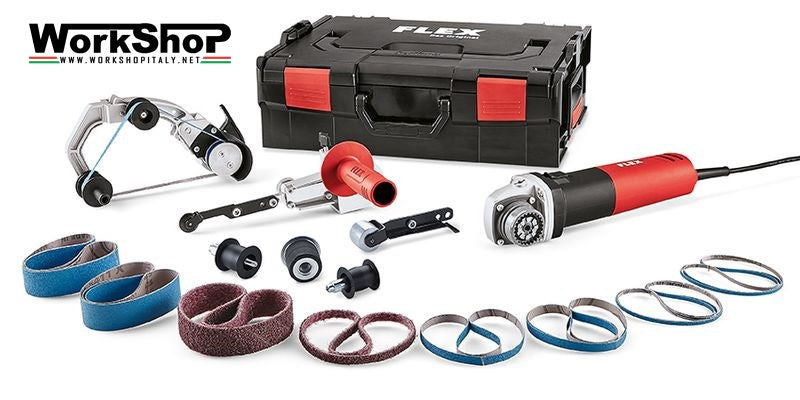 Smerigliatrice a nastro per tubi e levigatrice a nastro TRINOFLEX FLEX BRE 8-4 INOX Set