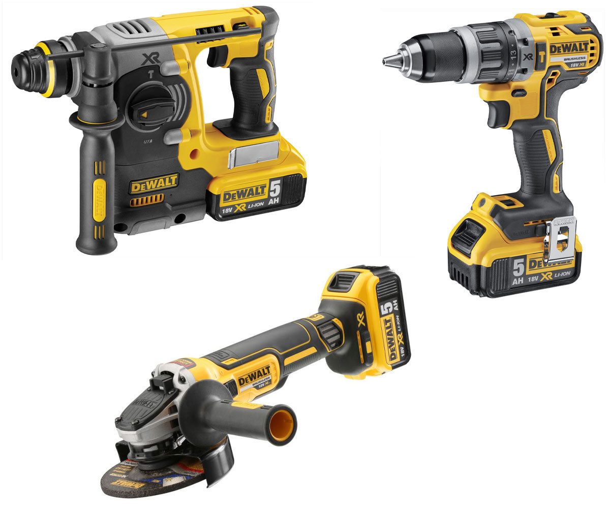 Power Kit DeWalt Tassellatore Smerigliatrice Avvitatore 5AH Set DCK353P4T-IT