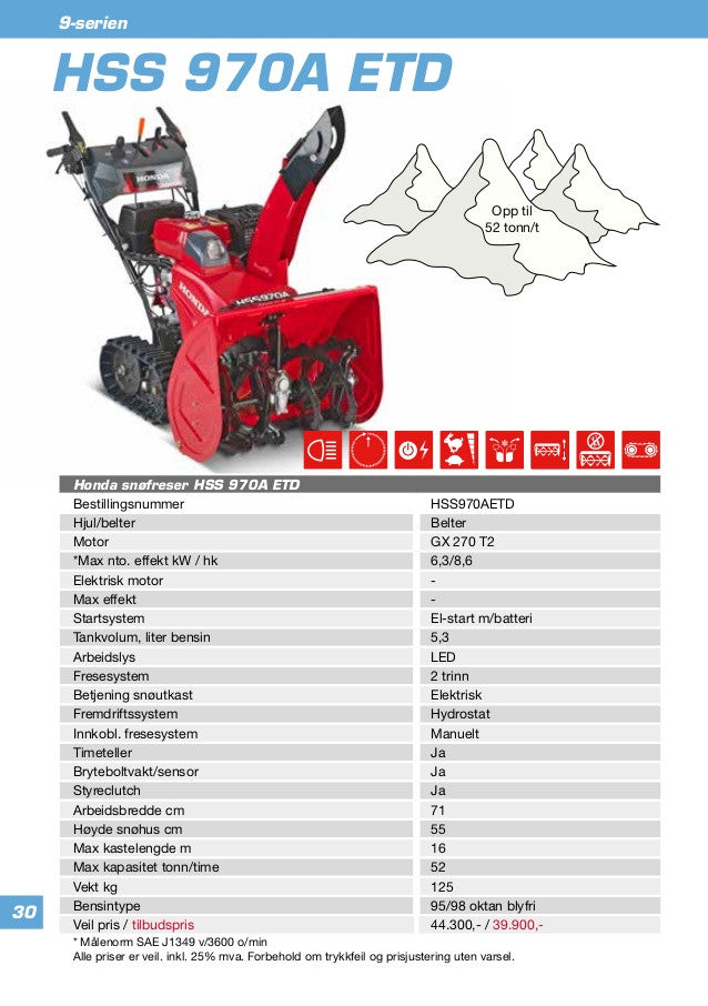 Spazzaneve Cingolato HONDA HSS 970 A ETD