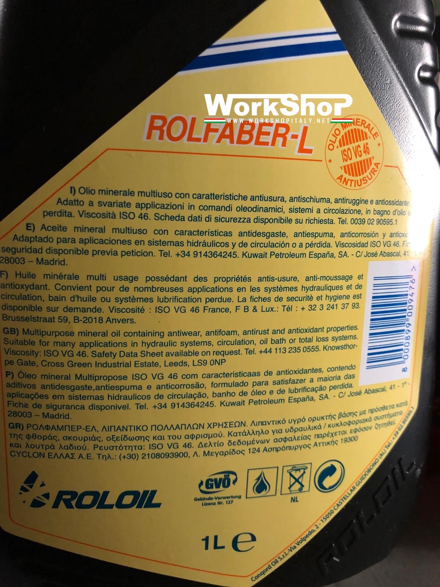 Olio tecnico lubrificante multiuso Roloil ROLFABER-L 1lt.