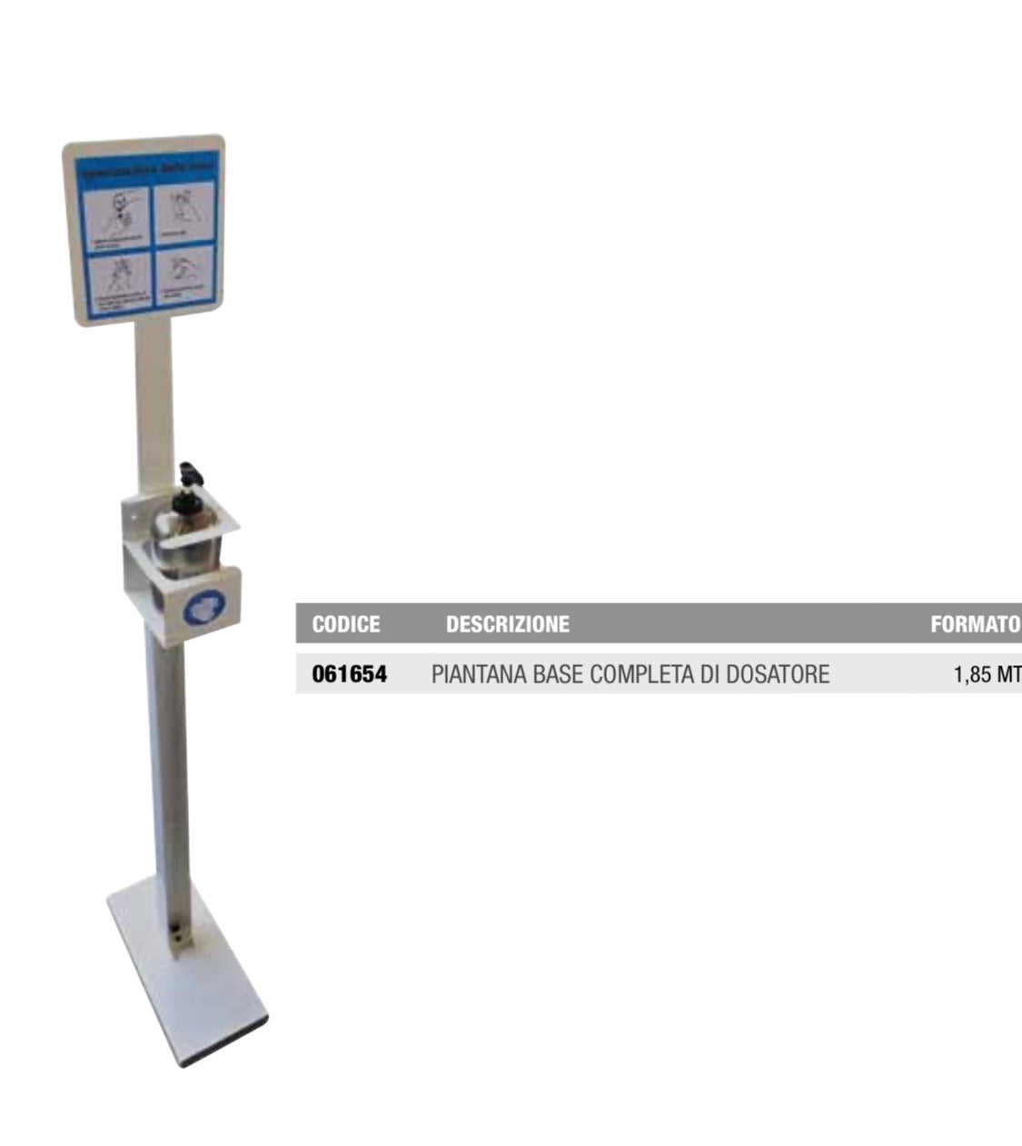Piantana 1,85mt porta igienizzante con segnaletica