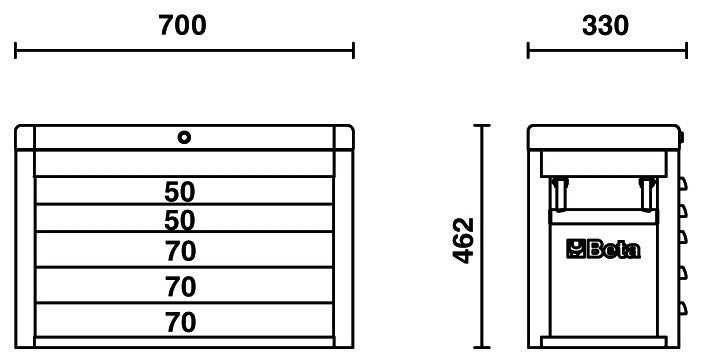 Cassettiera portatile con cinque cassetti Beta C23S